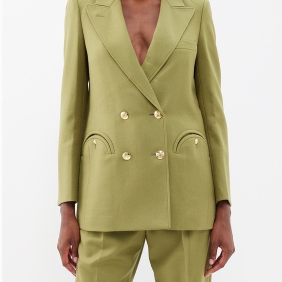 Blazé Milano Exit double-breasted wool blazer in green - Picture 5 of 15